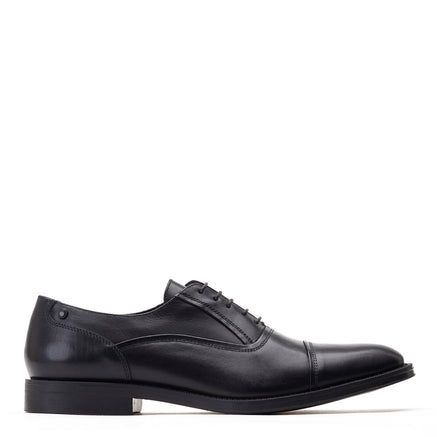 Men's Black Leather Wilson Waxy Oxford Shoes | Base London Black