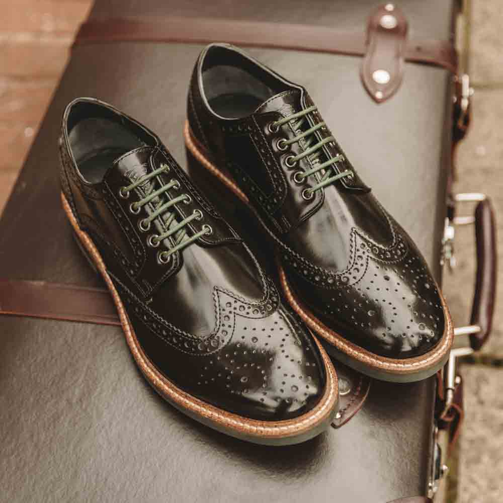 Woburn XL Hi Shine Brogue Shoes Black