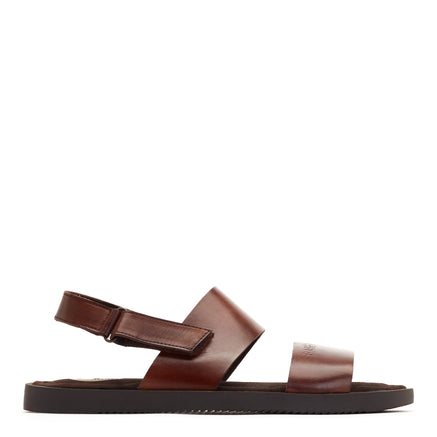 Men's Brown Leather Aries Waxy Sandals | Base London Brown