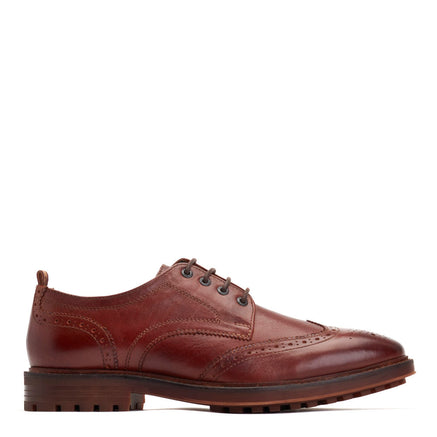 Men s Tan Leather Yukon Cleated Sole Brogue Shoes Base London Tan