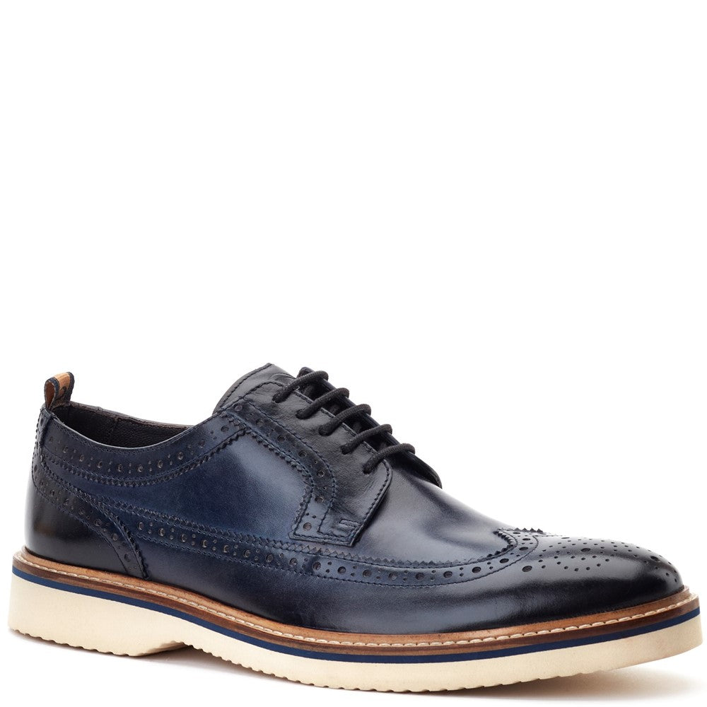 Sully Washed Brogue Shoes Navy