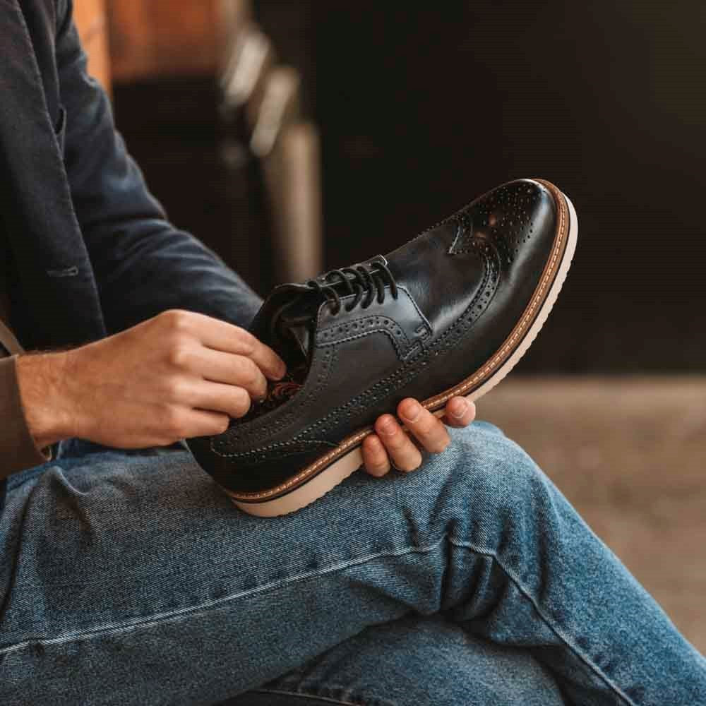 Sully Washed Brogue Shoes Navy