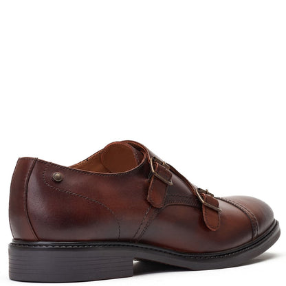 Diablo Waxy Monk Strap Shoes Brown
