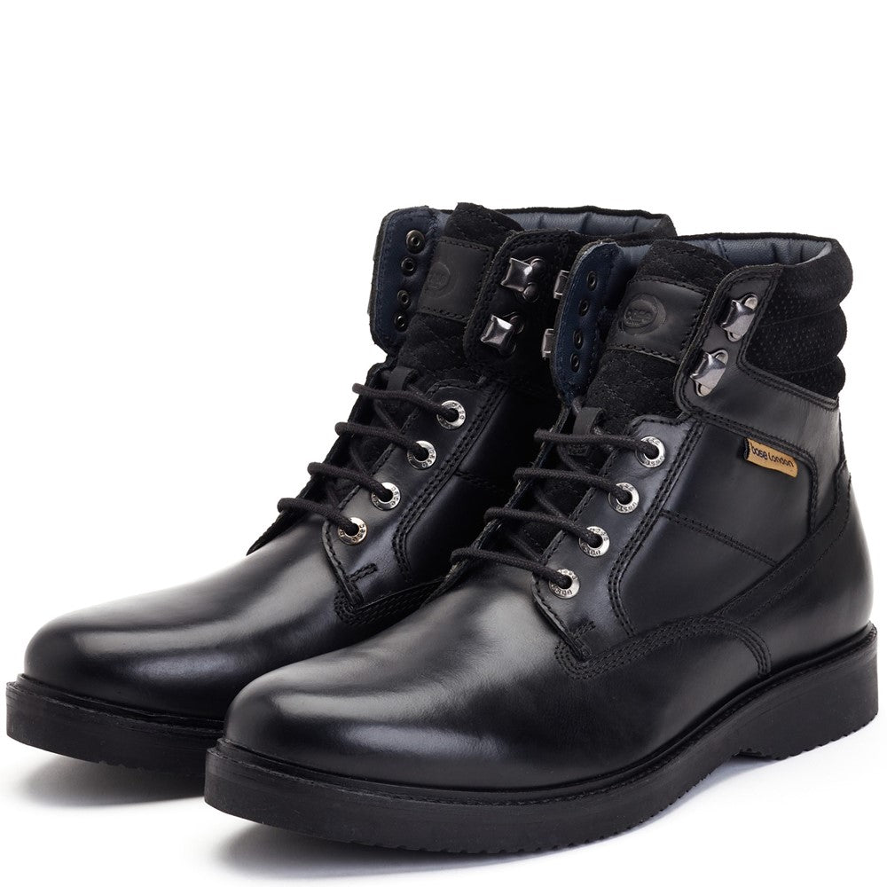 Bradley Waxy Combat Boots Black