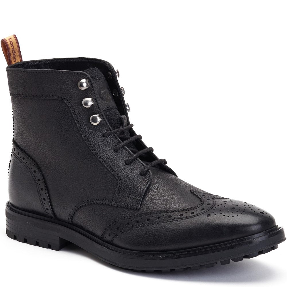 Hemlock Grain Brogue Boots Black
