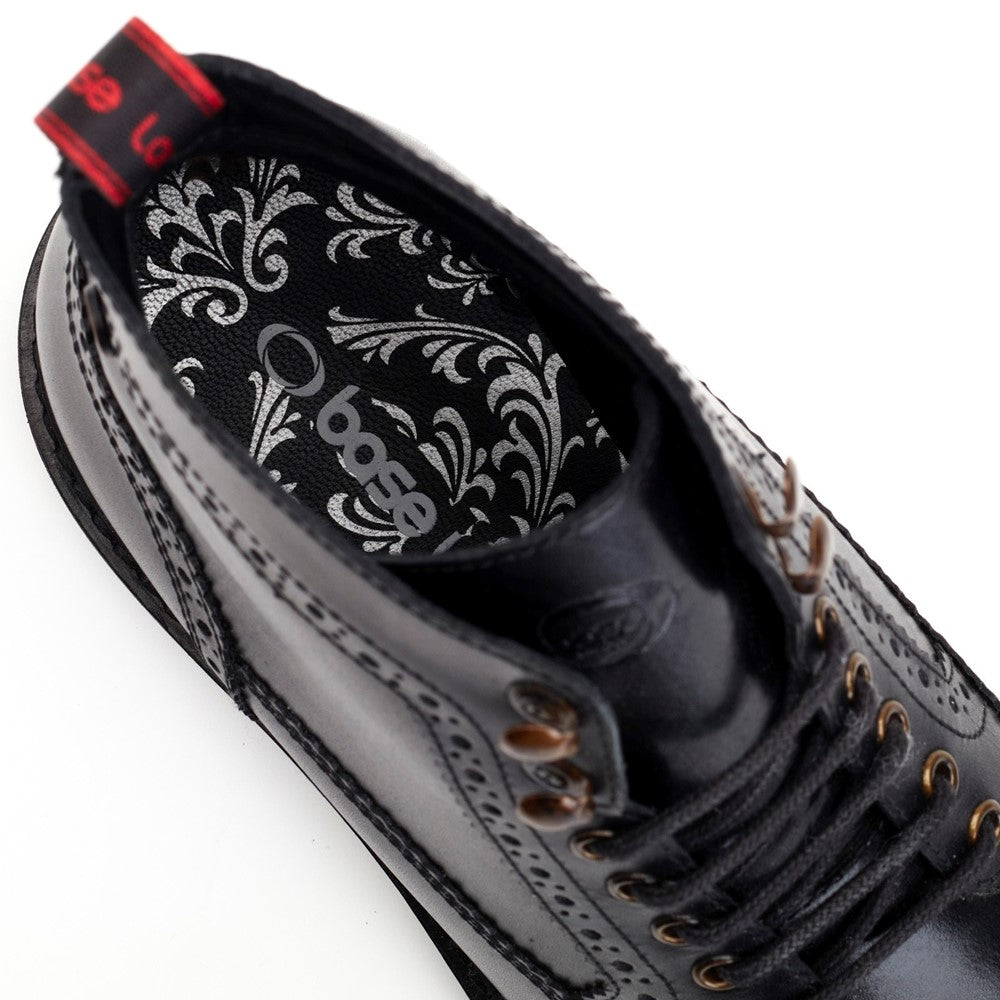 Dealer Burnished Brogue Boots Black