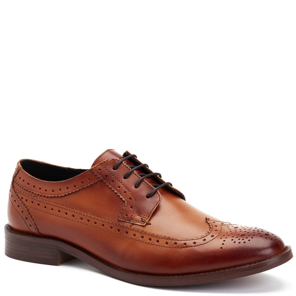 Twain Washed Brogue Shoes Tan