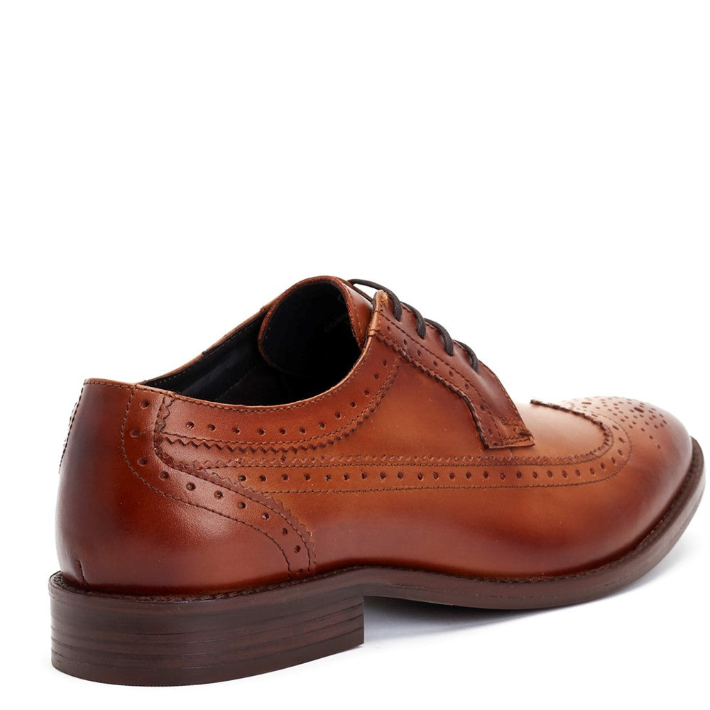 Twain Washed Brogue Shoes Tan