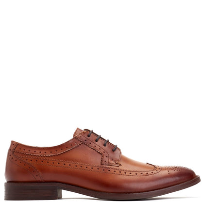 Twain Washed Brogue Shoes Tan