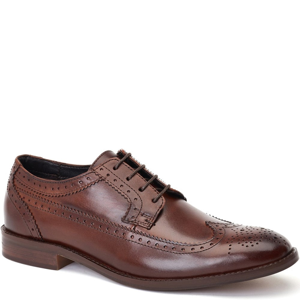 Twain Washed Brogue Shoes Brown
