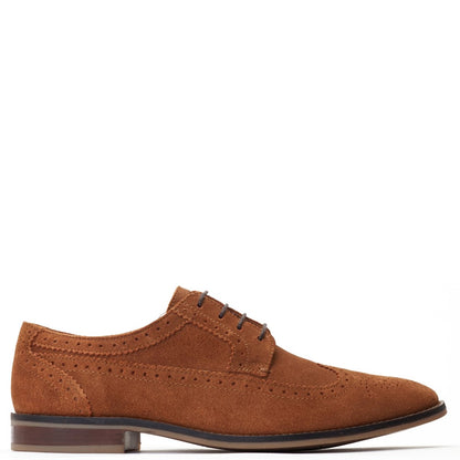 Twain Washed Brogue Shoes Ginger