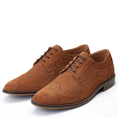 Twain Washed Brogue Shoes Ginger