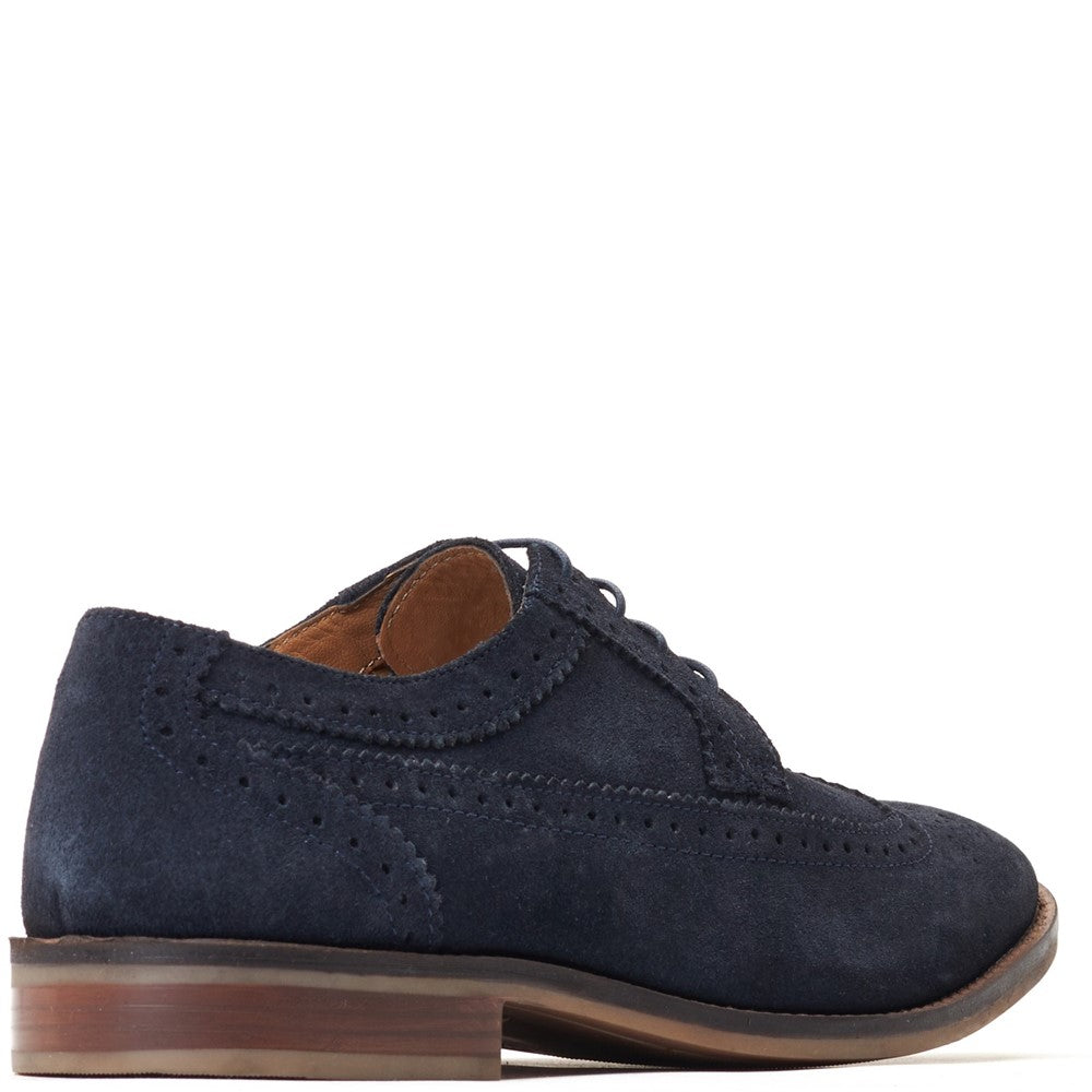 Twain Washed Brogue Shoes Navy