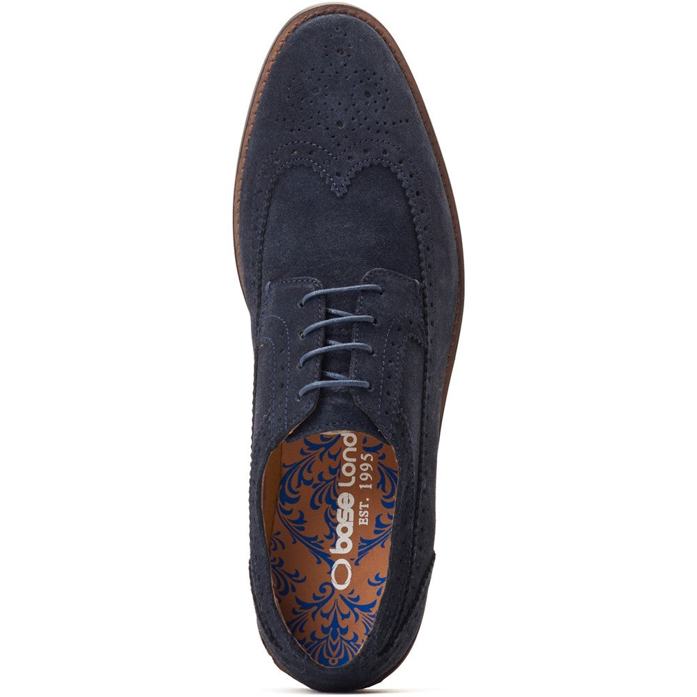 Twain Washed Brogue Shoes Navy