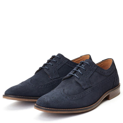 Twain Washed Brogue Shoes Navy