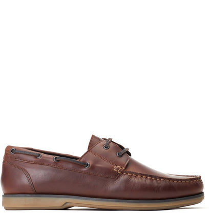 Men's Brown Leather Stern Oil Pull Up Boat Shoes – Base London