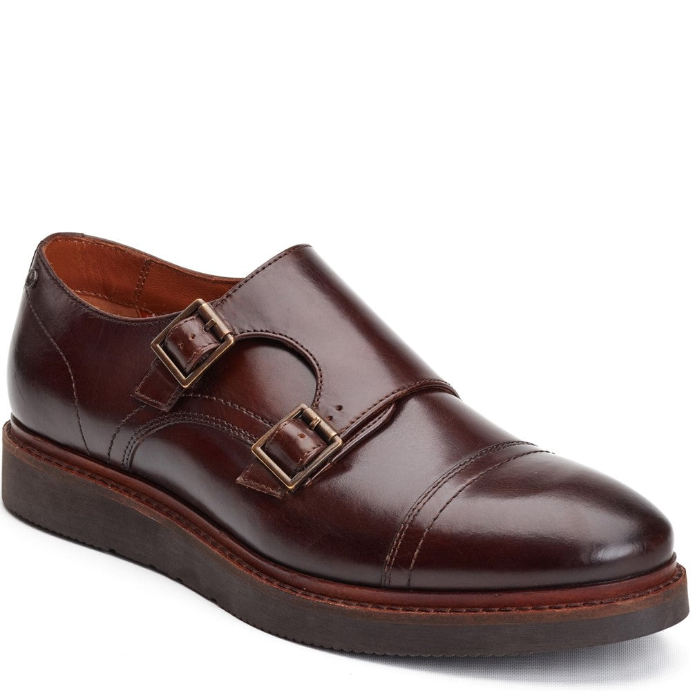 Men's Brown Leather Double Monk Shoes | Base London
