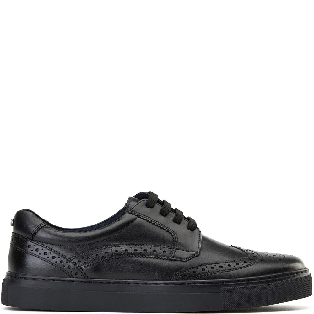 Clapton Washed Brogue Trainers Black