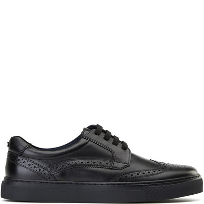Clapton Washed Brogue Trainers Black