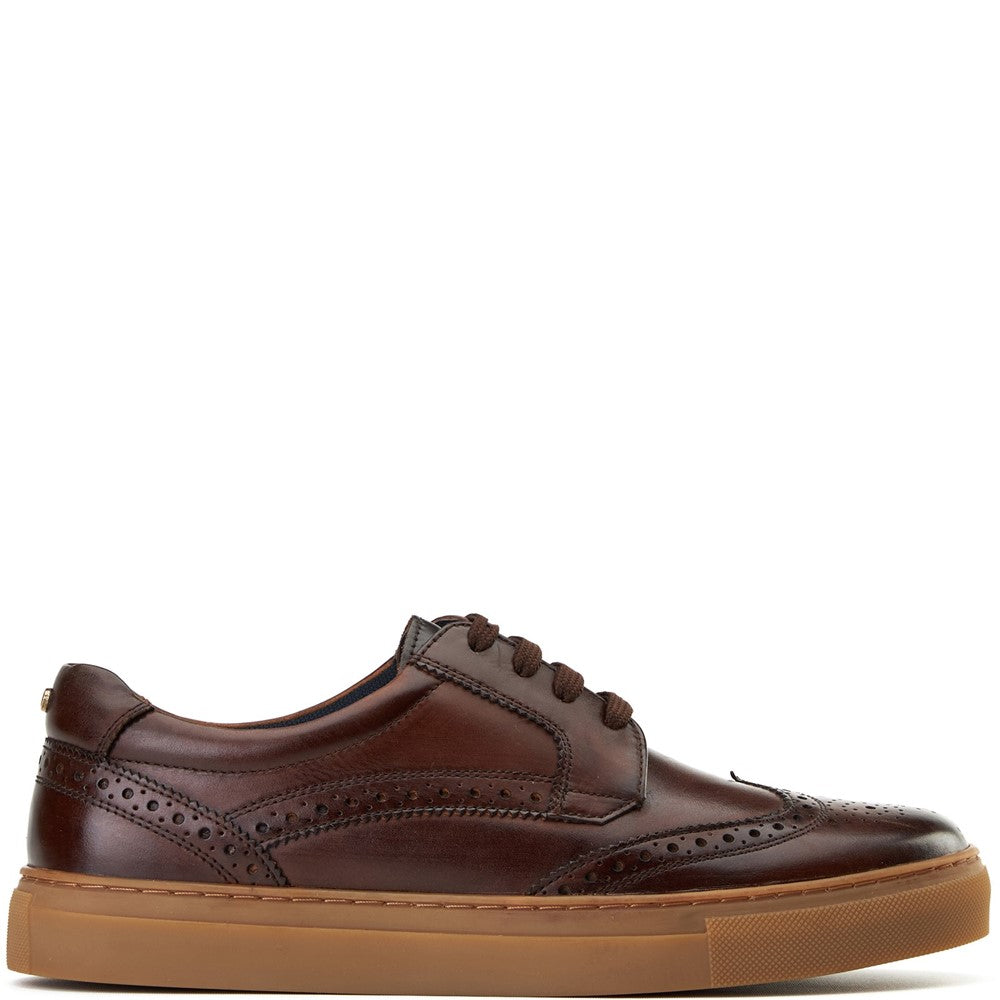 Clapton Brogue Leather Trainers Brown