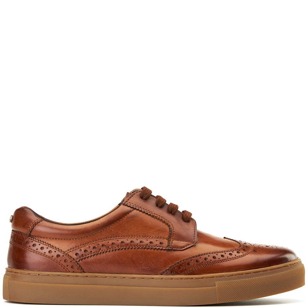 Clapton Washed Brogue Trainers Tan