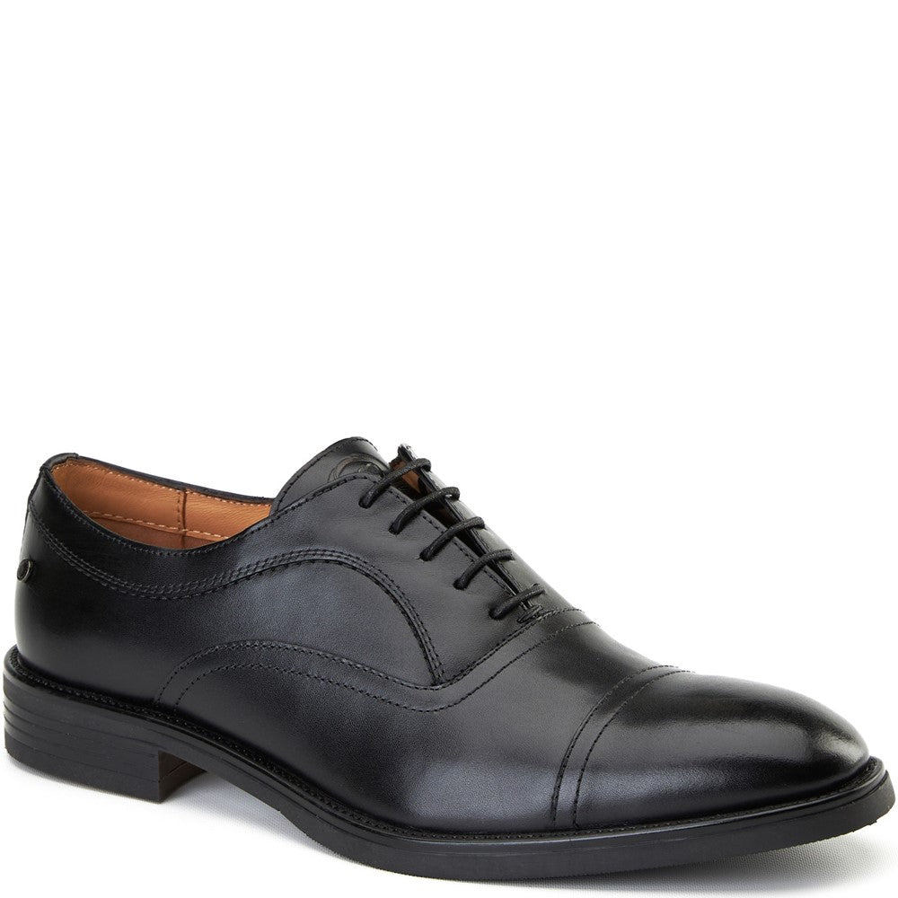 Lapel Waxy Oxford Shoes Black