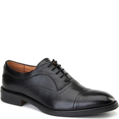 Lapel Waxy Oxford Shoes Black