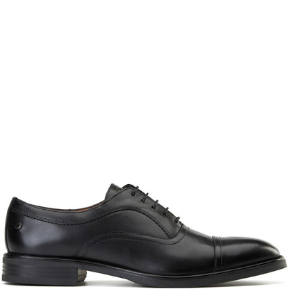 Lapel Waxy Oxford Shoes Black