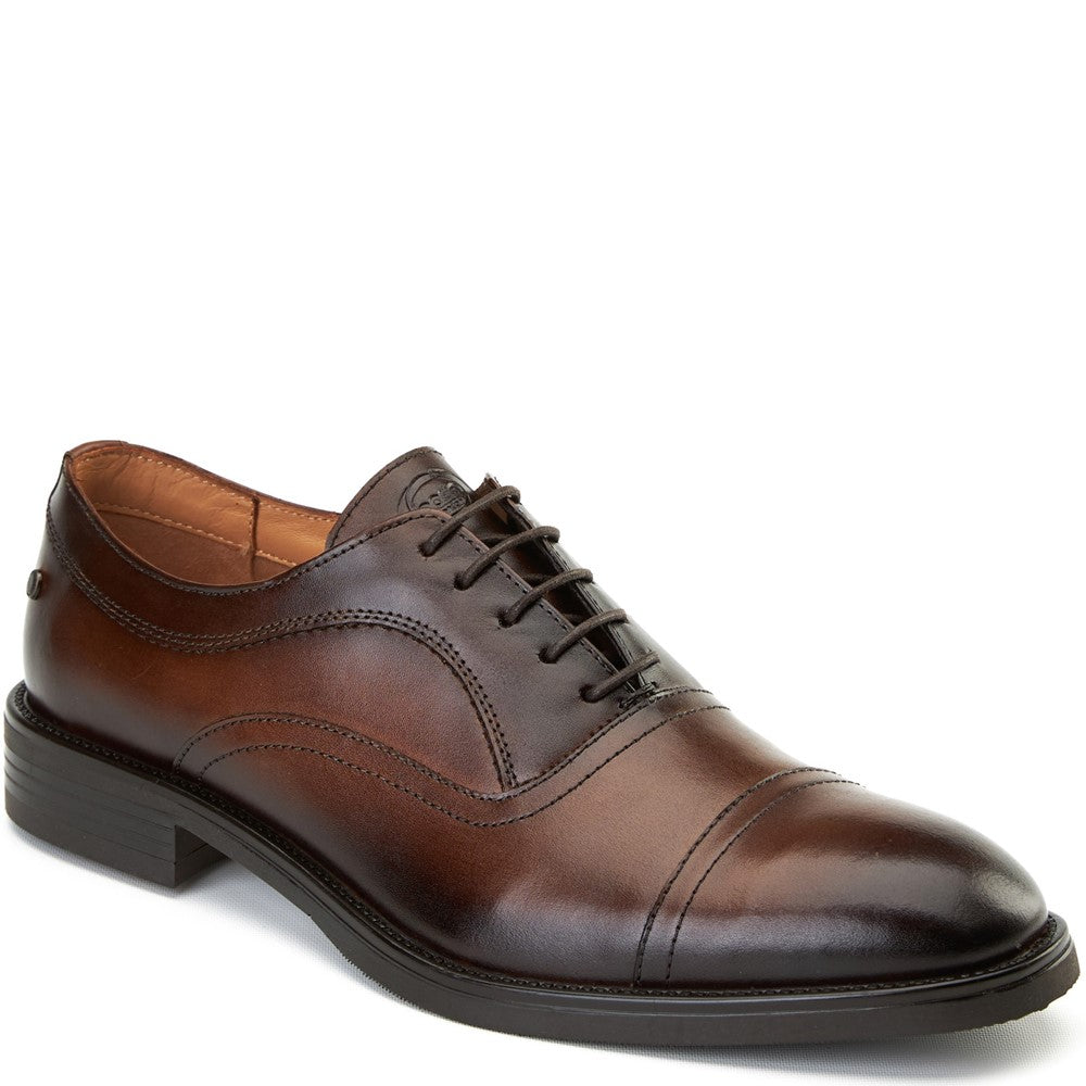 Lapel Waxy Oxford Shoes Brown