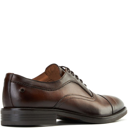 Lapel Waxy Oxford Shoes Brown