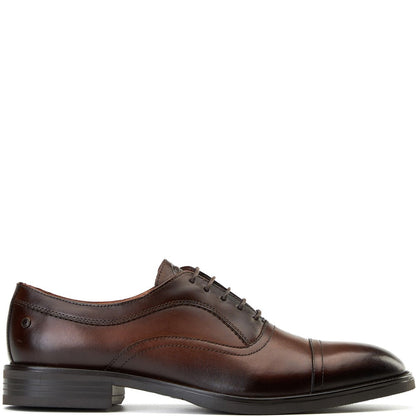 Lapel Waxy Oxford Shoes Brown