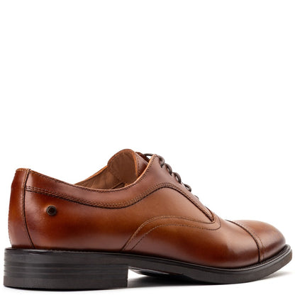 Lapel Waxy Oxford Shoes Tan