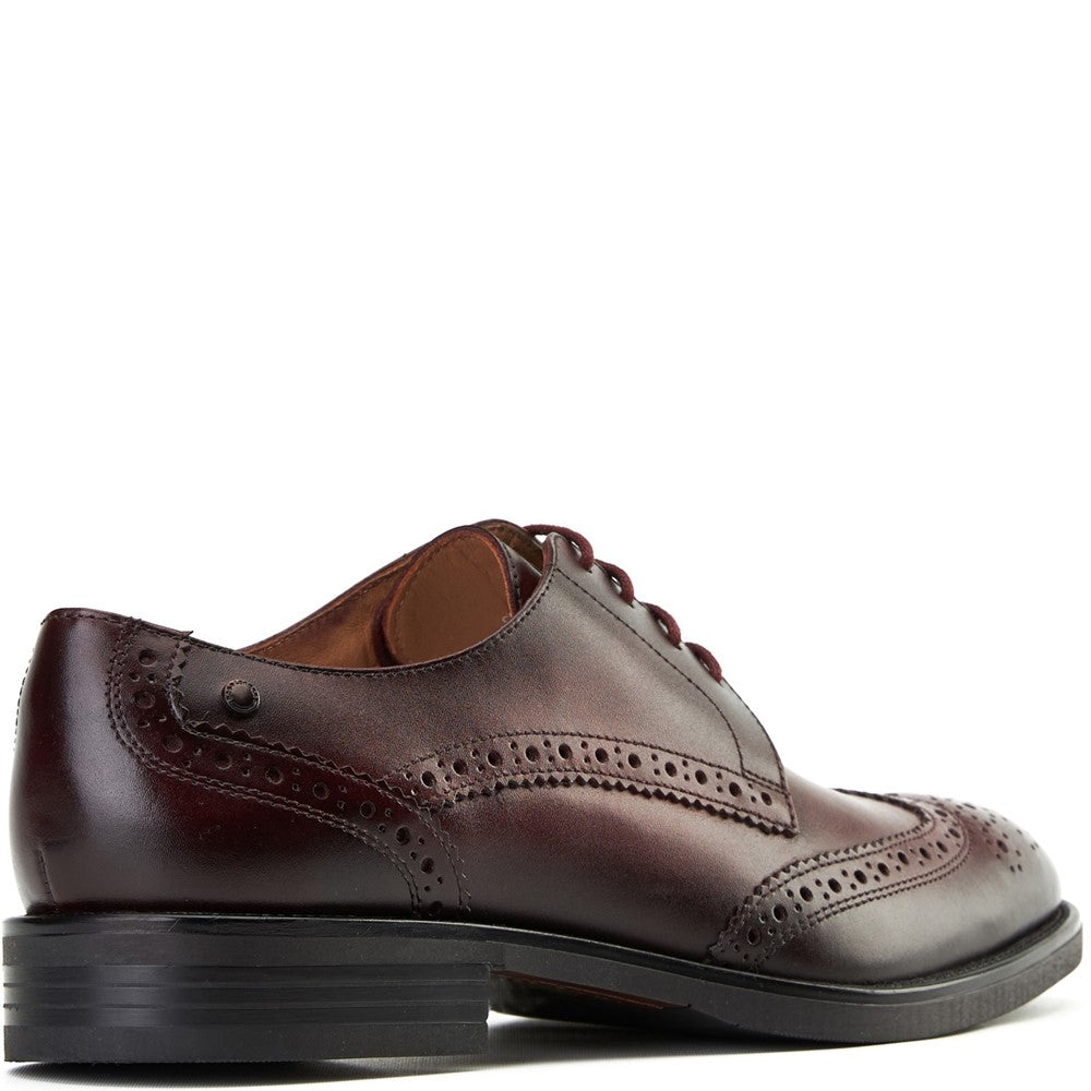 Men's Burgundy Leather Pocket Waxy Brogue Shoes | Base London