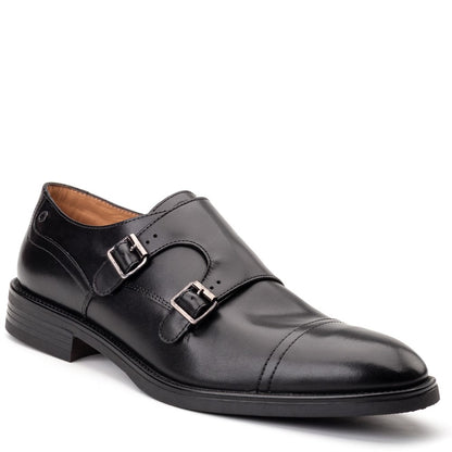 Taper Waxy Monk Strap Shoes Black