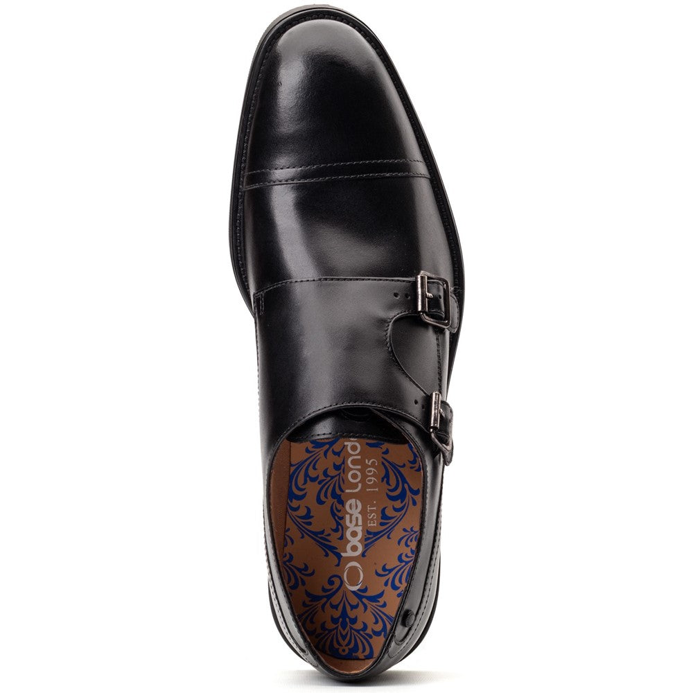 Taper Waxy Monk Strap Shoes Black