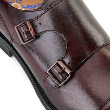 Taper Waxy Monk Strap Shoes Bordo
