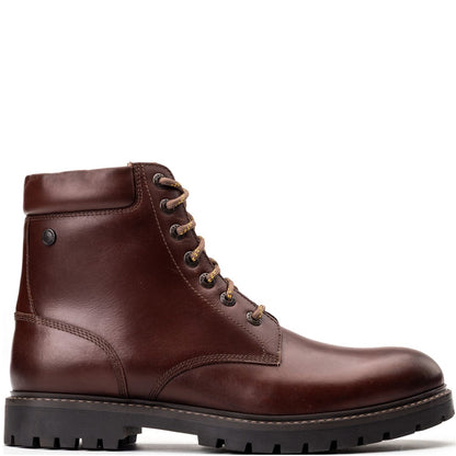 Nickel Pull Up Combat Boots Brown