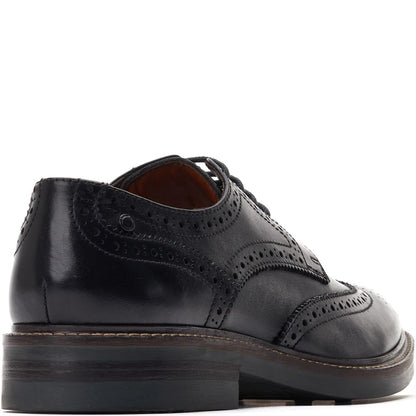 Hatfield Waxy Brogue Shoes Black