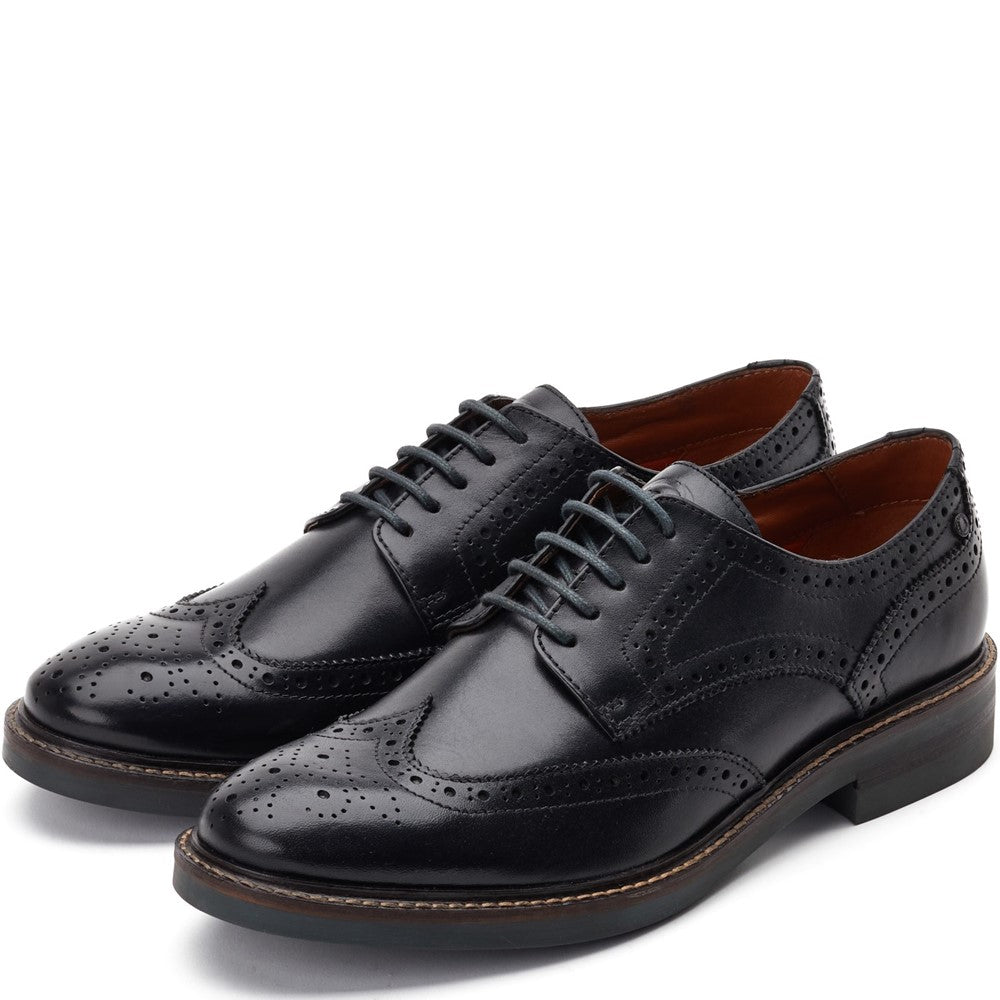 Hatfield Waxy Brogue Shoes Black