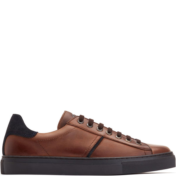 Men's Brown Leather Beck Pull Up Trainers Base London
