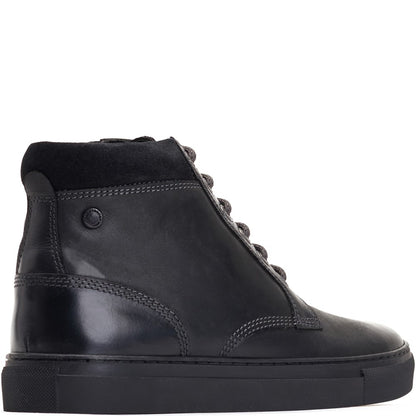 Cabbie High-Top Leather Trainers Black