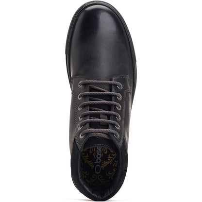 Cabbie High-Top Leather Trainers Black