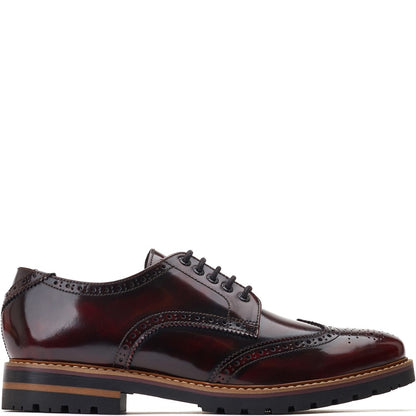 Gibbs Hi Shine Brogue Shoes Bordo