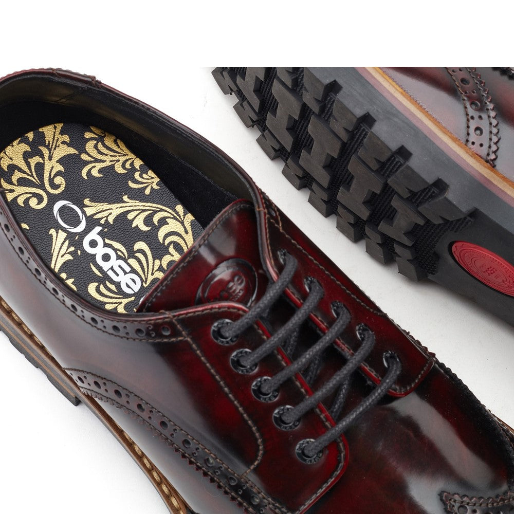 Gibbs Hi Shine Brogue Shoes Bordo