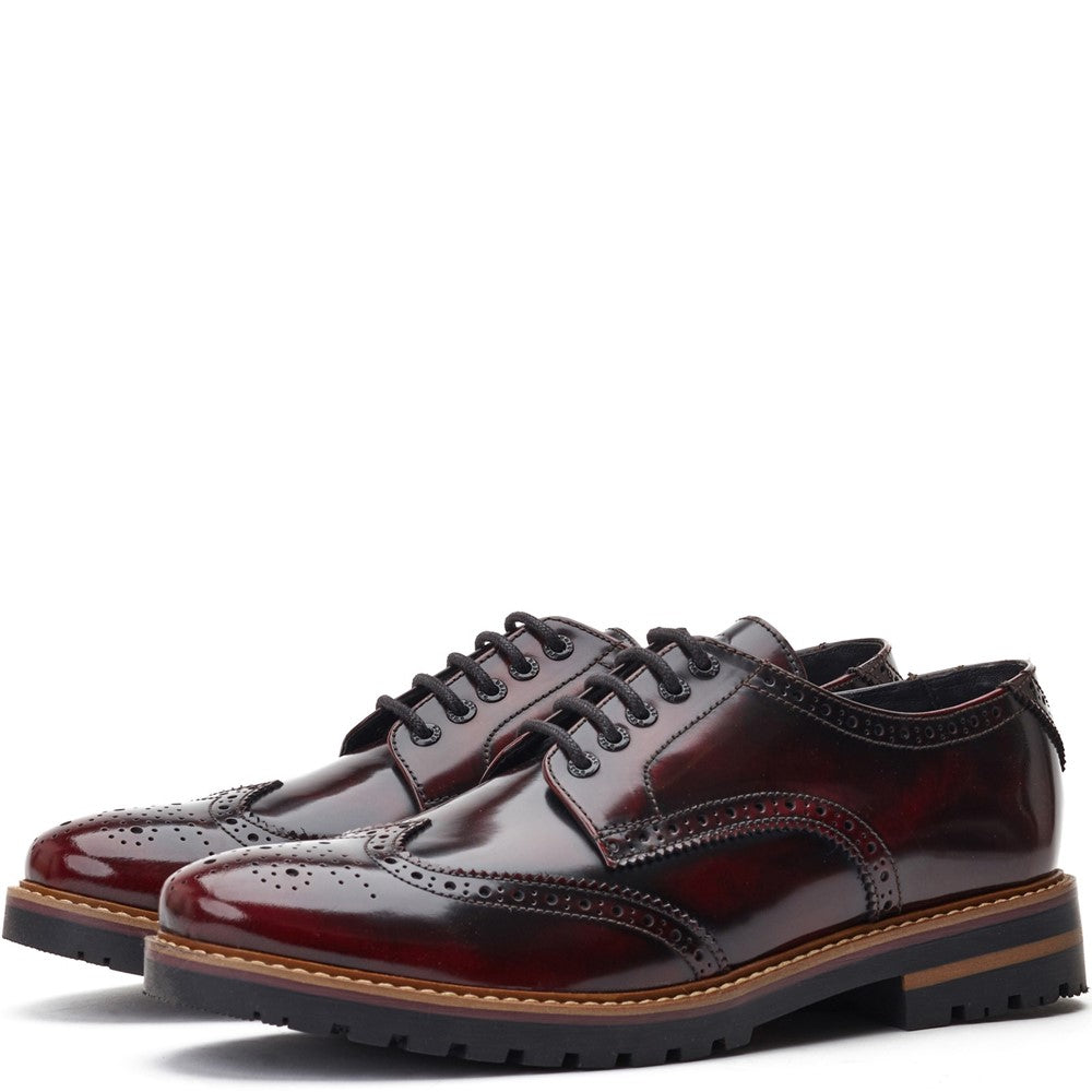 Gibbs Hi Shine Brogue Shoes Bordo