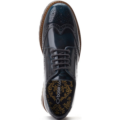 Gibbs Hi Shine Brogue Shoes Navy