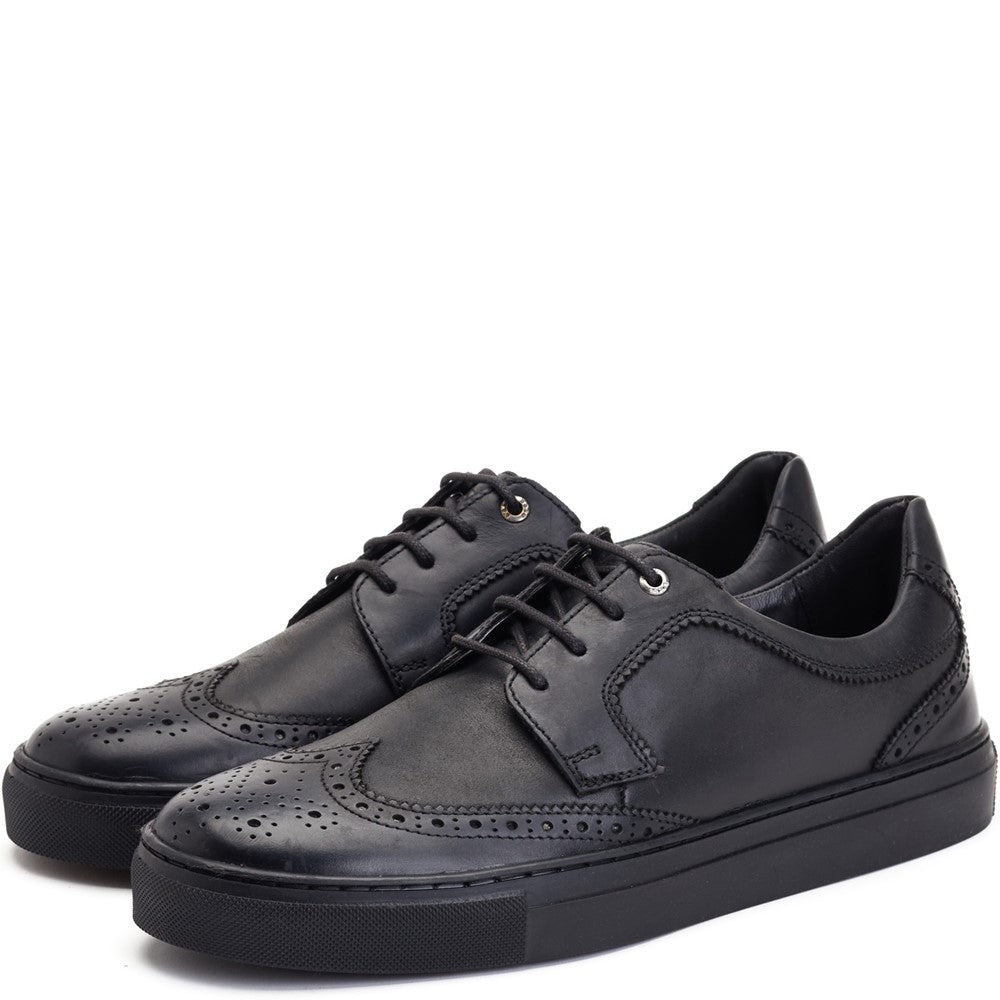 Keller Pull Up Cupsole Brogue Black