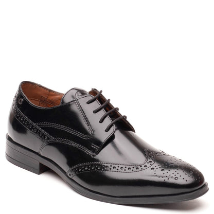 Steeple Hi Shine Brogue Shoes Black