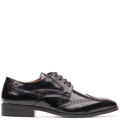 Steeple Hi Shine Brogue Shoes Black