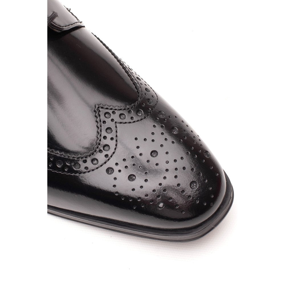 Steeple Hi Shine Brogue Shoes Black